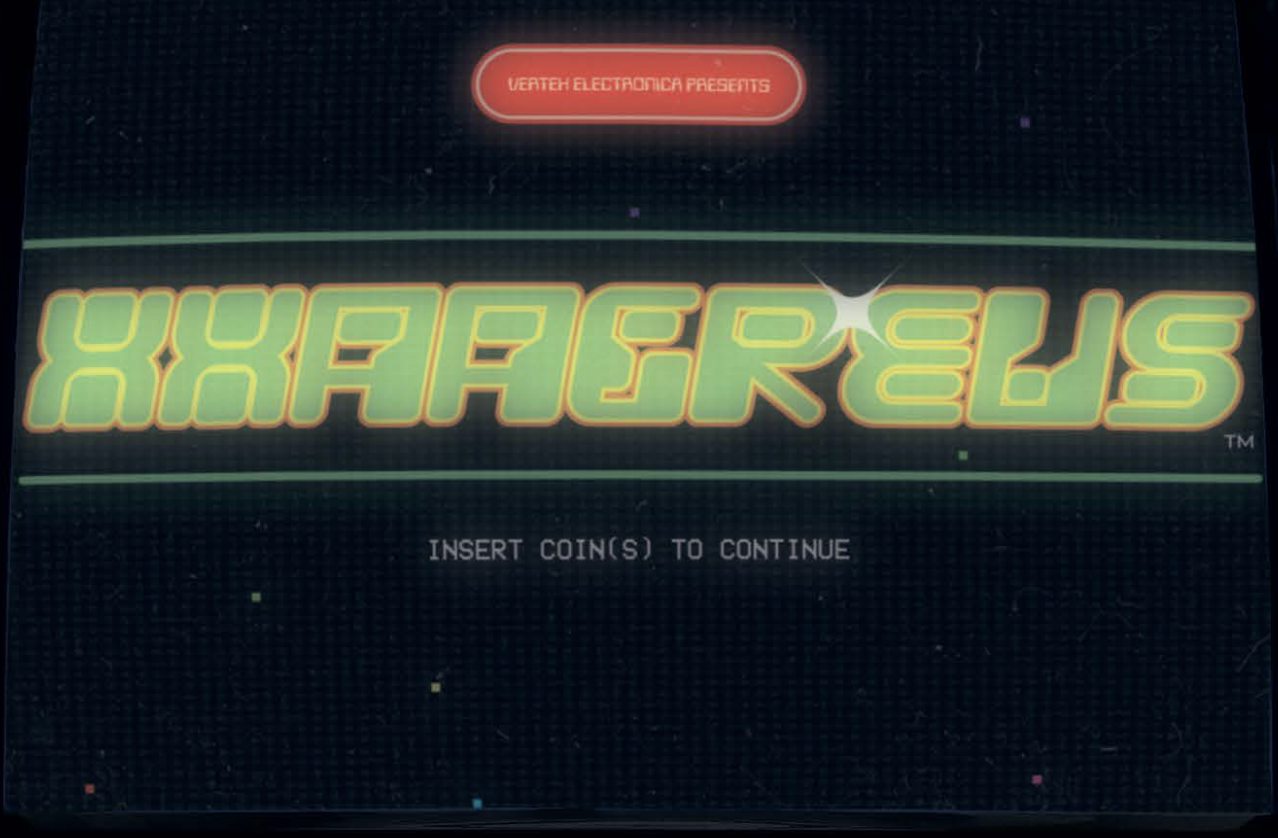 An arcade cabinet with the logo for Xxagreus